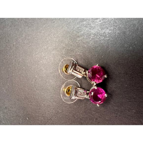 Lab purple sapphire and topaz sterling silver earrings - Picture 11 of 16